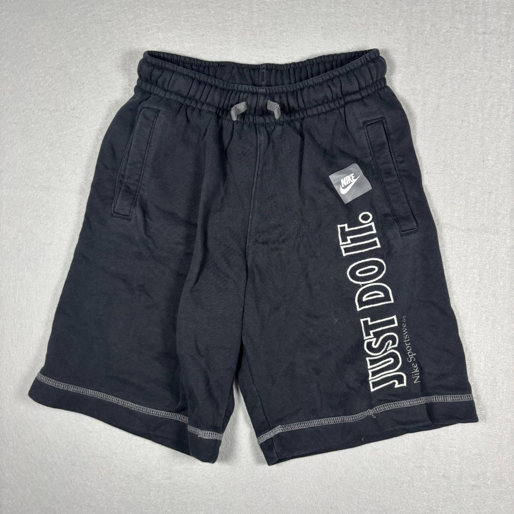 Nike Sportswear‎ Boys Medium Size M Black Just Do It Graphic Fleece Sweat Shorts
